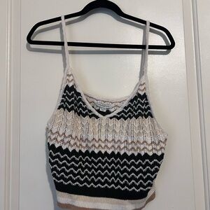 American Eagle Outfitters Black and Cream Zigzag Camisole